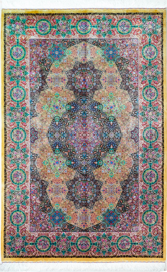 Yellow Qum Silk Rug